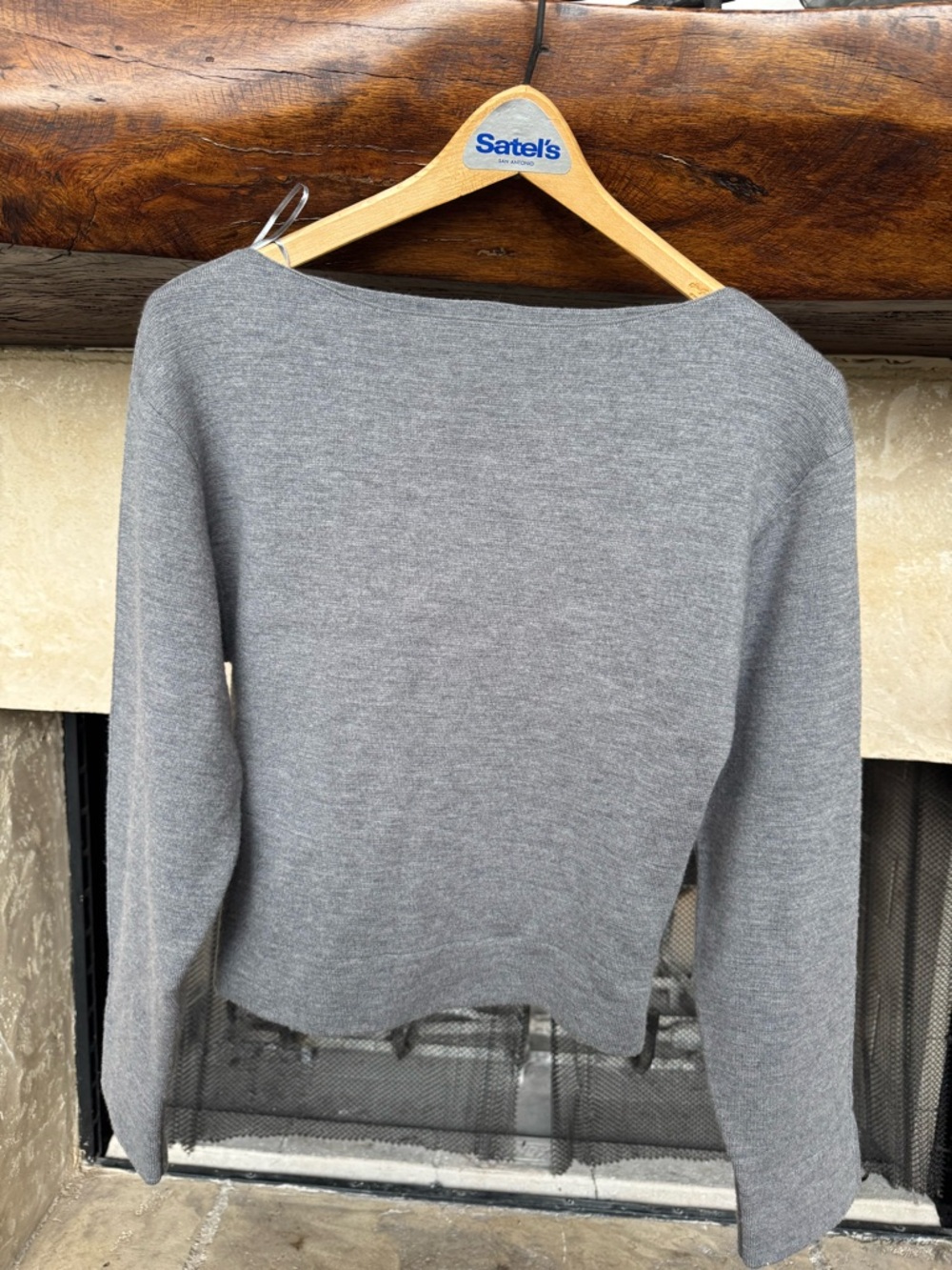 Pinko Small Crop Gray Women's Boatneck Sweater